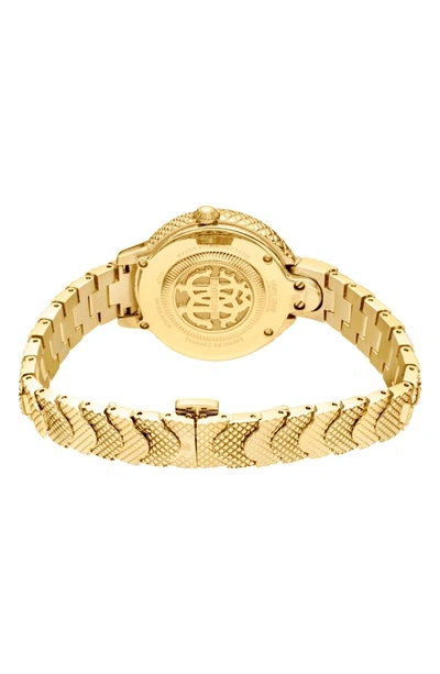 Shop Roberto Cavalli By Franck Muller Scale Bracelet Watch In Gold/ Green