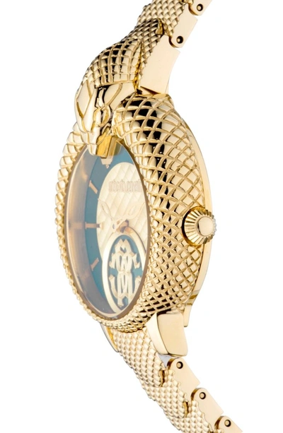 Shop Roberto Cavalli By Franck Muller Scale Bracelet Watch In Gold/ Green