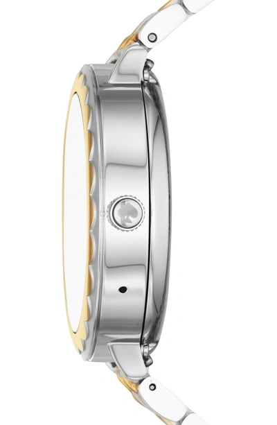Shop Kate Spade Scallop Two-tone Touchscreen Bracelet Smart Watch, 41mm In Silver/ Black/ Gold