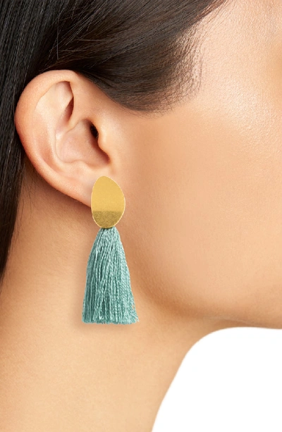 Shop Madewell Curved Tassel Earrings In Pale Evergreen