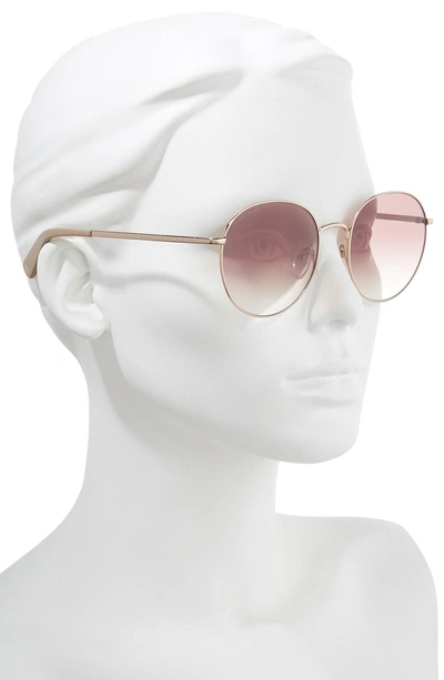 Shop Longchamp 56mm Round Sunglasses In Rose Gold/ Nude