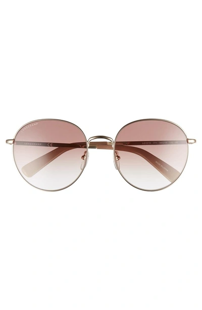 Shop Longchamp 56mm Round Sunglasses In Rose Gold/ Nude