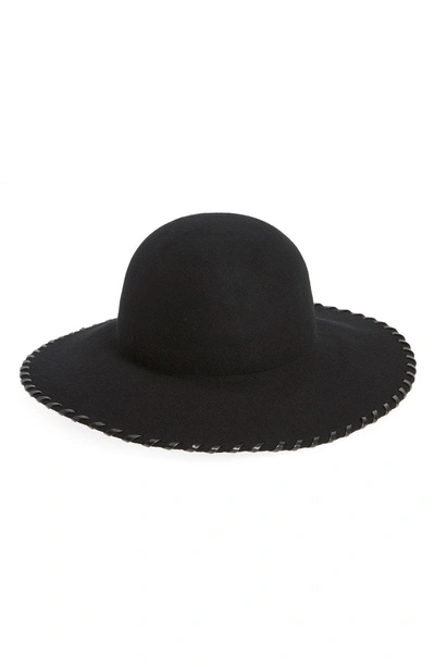 Shop Bcbg Whipstitched Floppy Wool Felt Hat - Black