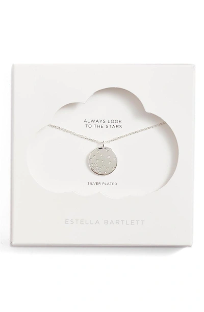 Shop Estella Bartlett Crystal Studded Disc Pendant Necklace In Silver