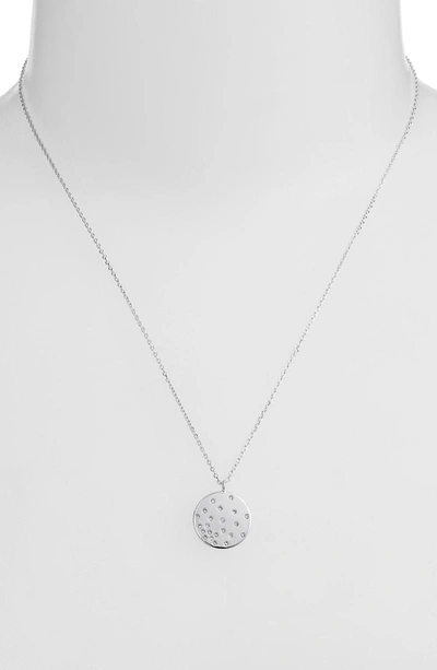 Shop Estella Bartlett Crystal Studded Disc Pendant Necklace In Silver