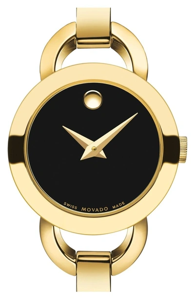 Shop Movado Rondiro Bangle Watch, 22mm In Gold/ Black