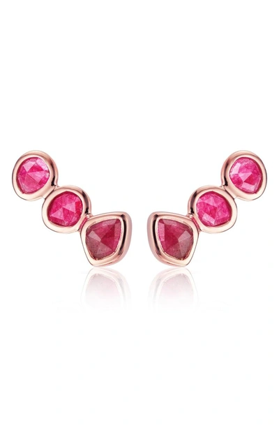 Shop Monica Vinader Siren Ear Crawlers In Rose Gold/ Pink Quart