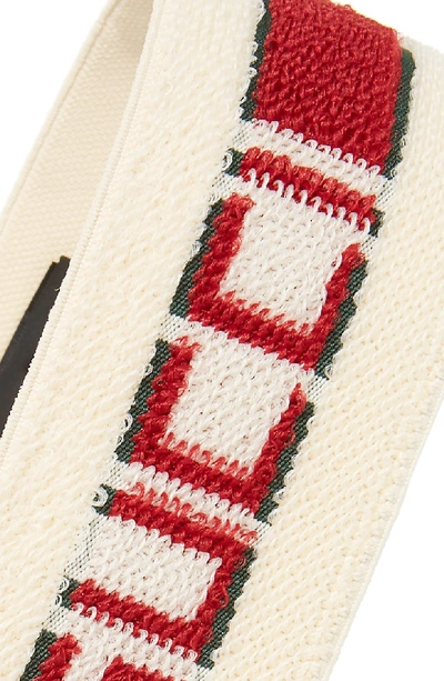 Shop Gucci Logo Stripe Headband In Ivory/ Dark Green