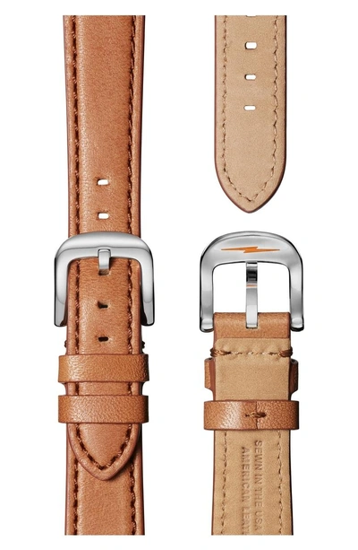 Shop Shinola The Runwell Moon Phase Leather Strap Watch, 38mm In Bourbon/ White Mop/ Gold