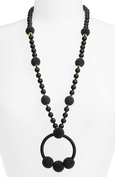 Shop Kate Spade The Bead Goes On Pendant Necklace In Black