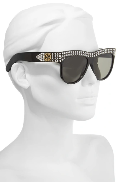 Shop Gucci 56mm Cat Eye Sunglasses - Black/ Grey