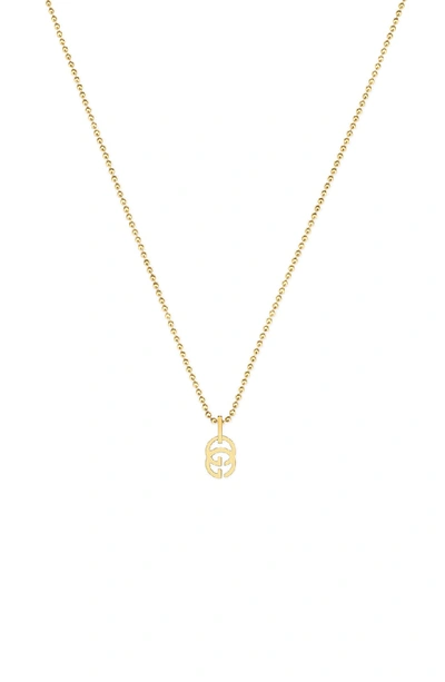 Shop Gucci Double-g Pendant Necklace In Yellow Gold