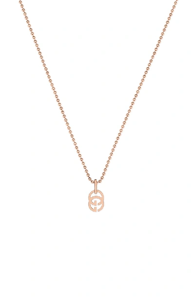 Shop Gucci Double-g Pendant Necklace In Rose Gold
