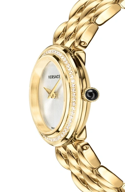 Shop Versace V-flare Diamond Dial Bracelet Watch, 28mm In Gold/ Silver/ Gold