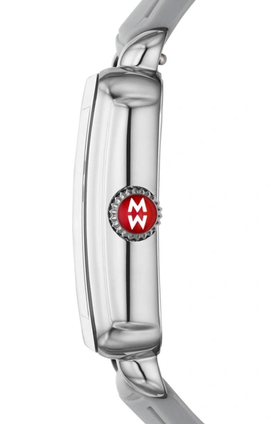 Shop Michele Deco Sport Watch Head & Silicone Strap Watch, 34mm X 36mm In Grey/ White/ Silver