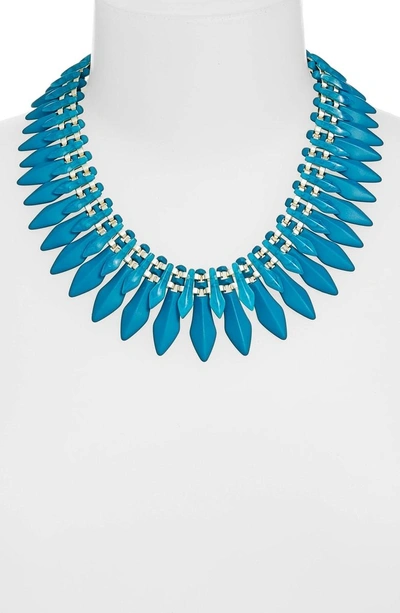 Shop Kendra Scott Lazarus Collar Necklace In Teal Mrbld Acrylic/ Gold