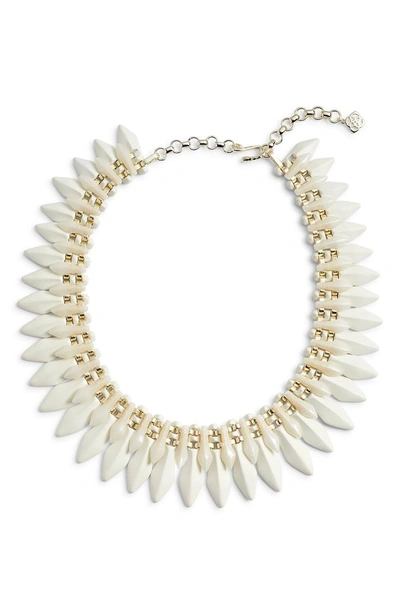 Shop Kendra Scott Lazarus Collar Necklace In Ivory Mrbld Acrylic/ Gold
