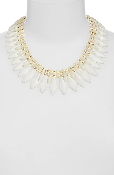 Shop Kendra Scott Lazarus Collar Necklace In Ivory Mrbld Acrylic/ Gold
