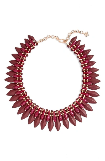 Shop Kendra Scott Lazarus Collar Necklace In Maroon Acrylic/ Rose Gold
