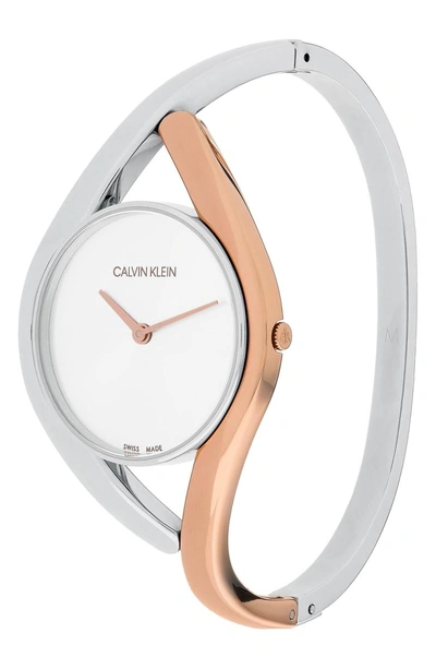 Calvin Klein Women's Party Two-tone Pvd Stainless Steel Bangle Bracelet  Watch 28mm In Two Tone | ModeSens