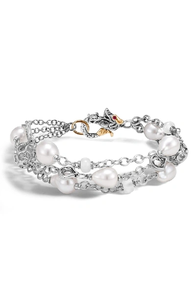 Shop John Hardy Legends Pearl Bracelet In Silver/ Gold/ Pearl