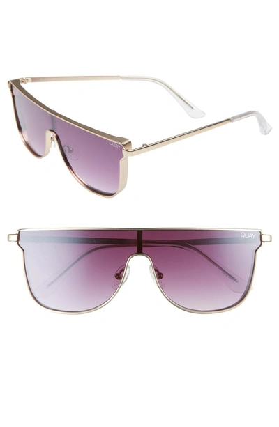 Shop Quay Can You Not 140mm Shield Sunglasses - Gold/ Purple