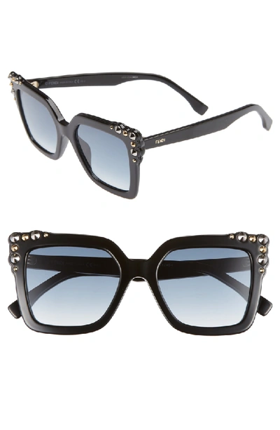 Shop Fendi 52mm Gradient Cat Eye Sunglasses - Black