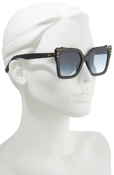 Shop Fendi 52mm Gradient Cat Eye Sunglasses - Black