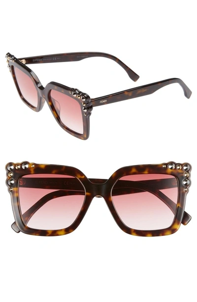 Shop Fendi 52mm Gradient Cat Eye Sunglasses - Dark Havana