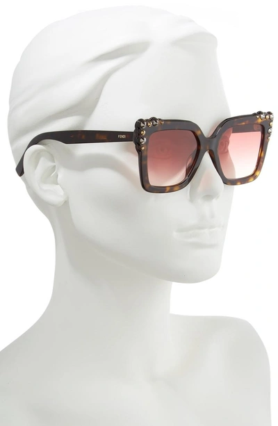Shop Fendi 52mm Gradient Cat Eye Sunglasses - Dark Havana