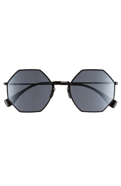 Shop Fendi 53mm Octagonal Polarized Metal Sunglasses - Black