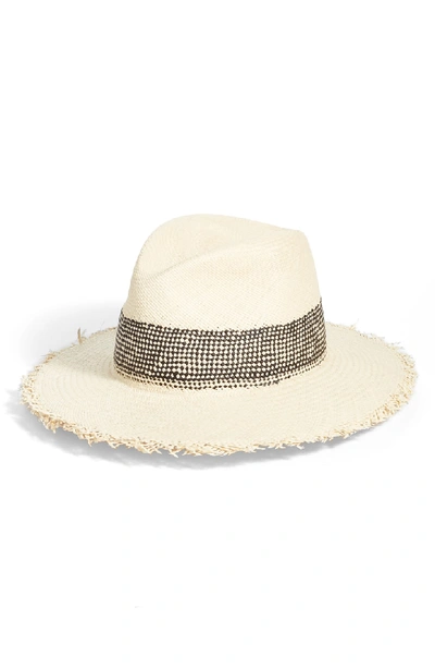 Shop Rag & Bone Frayed Edge Panama Straw Hat In Black Multi