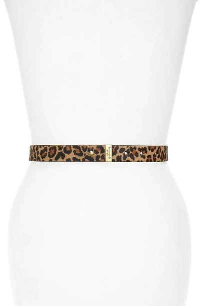 Shop Kate Spade Bow Genuine Calf Hair Skinny Belt In Leopard