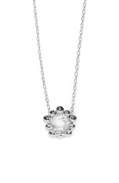 Shop Anzie Dew Drop Micro Flower Pendant In White Topaz