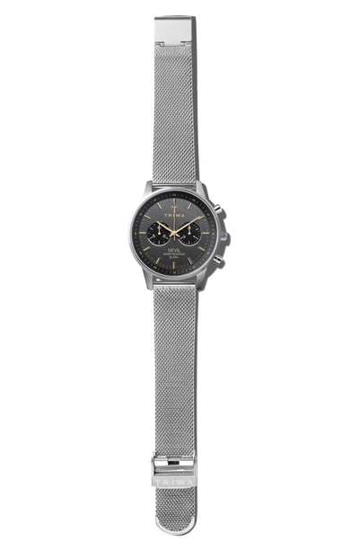 Shop Triwa Nevil Chronograph Mesh Strap Watch, 42mm In Silver/ Grey/ Silver