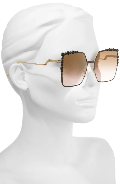 Shop Fendi 60mm Gradient Square Cat Eye Sunglasses In Black