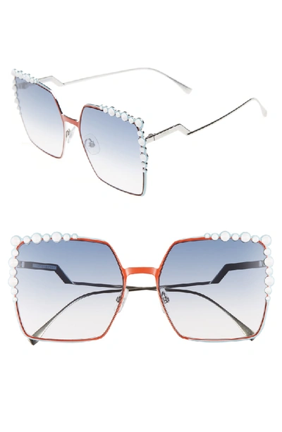 Shop Fendi 60mm Gradient Square Cat Eye Sunglasses - Orange