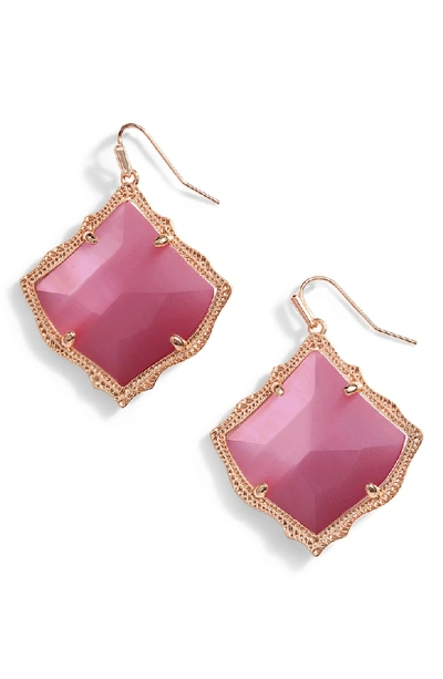 Shop Kendra Scott Kirsten Drop Earrings In Pink Cats Eye/ Rose Gold