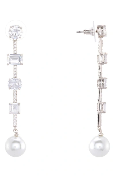 Shop Nina Crystal Drop Earrings In White/ Silver