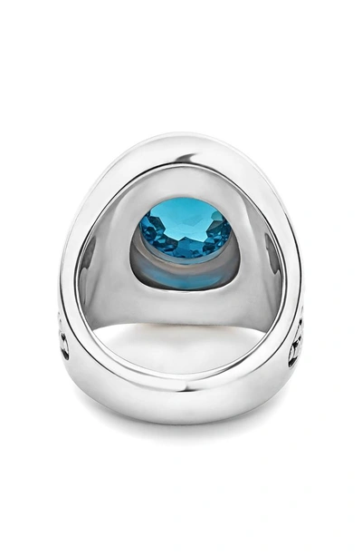Shop Lagos Signature Caviar & Blue Topaz Oval Ring In Silver/ Blue Topaz