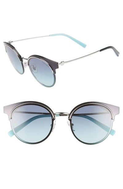 Shop Tiffany & Co 64mm Round Gradient Lens Sunglasses In Silver Gradient
