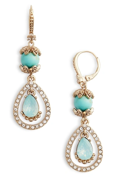 Shop Marchesa Double Drop Pendant Earrings In Turquoise/ Gold