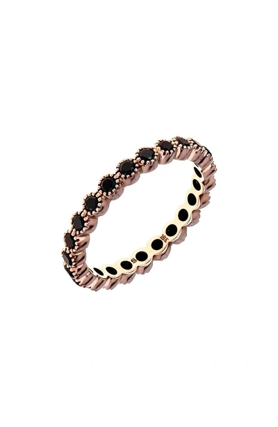 Shop Sethi Couture Bezel Set Diamond Stacking Ring In Rose Gold/ Black Diamond