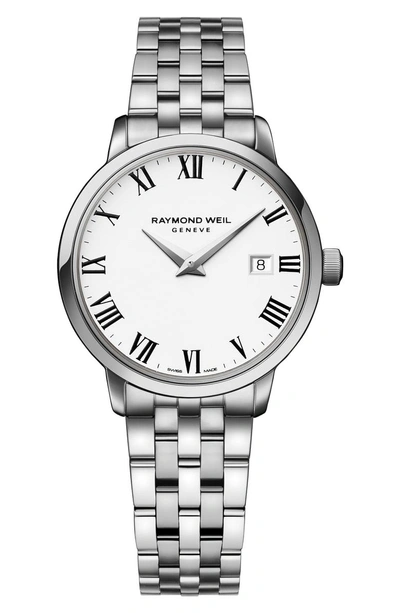 Shop Raymond Weil Toccata Bracelet Watch, 29mm In Silver/ White/ Silver