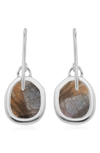 Shop Monica Vinader Siren Semiprecious Stone Drop Earrings In Silver/ Labradorite