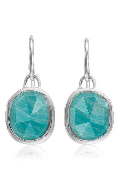 Shop Monica Vinader Siren Semiprecious Stone Drop Earrings In Silver/ Amazonite
