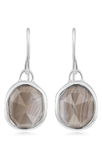 Shop Monica Vinader Siren Semiprecious Stone Drop Earrings In Silver/ Grey Agate