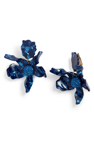 Shop Lele Sadoughi Crystal Clip-on Drop Earrings In Navy