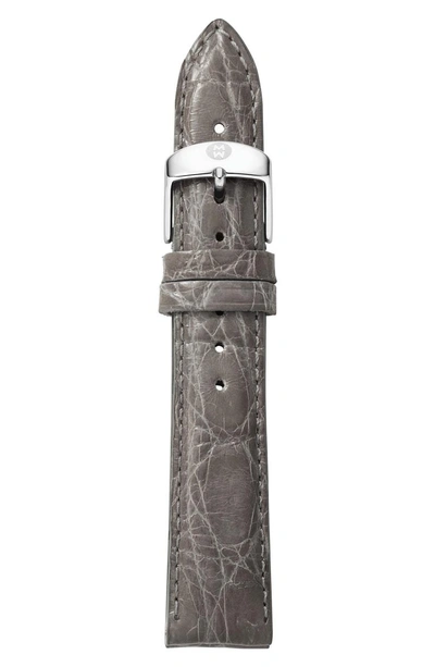 Shop Michele Crocodile Leather Watch Strap, 16mm In Grey Crocodile