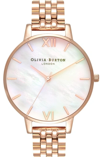 Shop Olivia Burton Bracelet Watch, 38mm In Rose Gold/ Mop/ Rose Gold